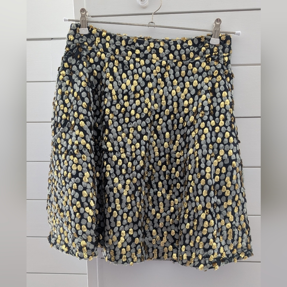 Modcloth Black And Gold Skater Skirt, M